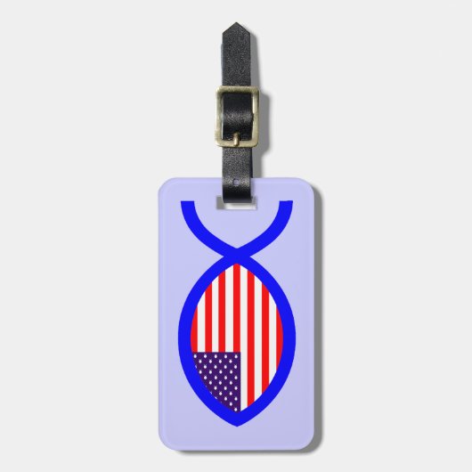 Christelijk vissymbool Amerikaanse vlag Bagagelabel (Voorkant verticaal)