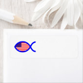Christelijk vissymbool Amerikaanse vlag Etiket (Insitu)