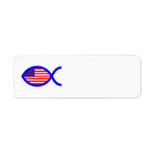 Christelijk vissymbool Amerikaanse vlag Etiket (Voorkant)