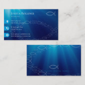 Christelijk vissymbool | Blauwe Inspirerend ondern Visitekaartje (Voorkant / Achterkant)