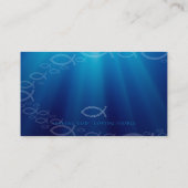 Christelijk vissymbool | Blauwe Inspirerend ondern Visitekaartje (Achterkant)