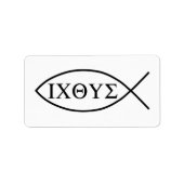 Christelijk vissymbool ICHTHYS of ICHTHUS Etiket (Voorkant)