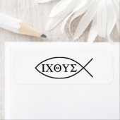 Christelijk vissymbool ICHTHYS of ICHTHUS-label Etiket (Insitu)