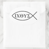 Christelijk vissymbool ICHTHYS of ICHTHUS Ovale Sticker (Tas)