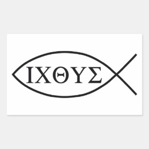 Christelijk vissymbool ICHTHYS of ICHTHUS Rechthoekige Sticker