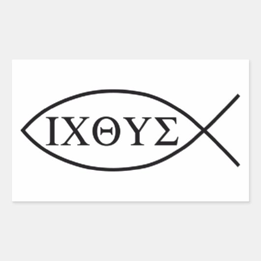 Christelijk vissymbool ICHTHYS of ICHTHUS Rechthoekige Sticker (Voorkant)