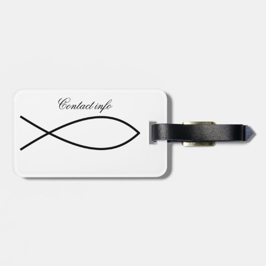 Christelijk Vissymbool Ichthys Thunder_Cove Bagagelabel (Achterkant horizontaal)