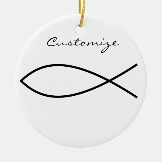 Christelijk vissymbool Ichthys Thunder_Cove Keramisch Ornament (Voorkant)