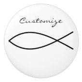 Christelijk vissymbool Ichthys Thunder_Cove Keramische Knop (Voorkant)