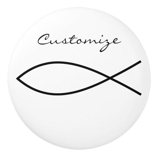 Christelijk vissymbool Ichthys Thunder_Cove Keramische Knop (Voorkant)