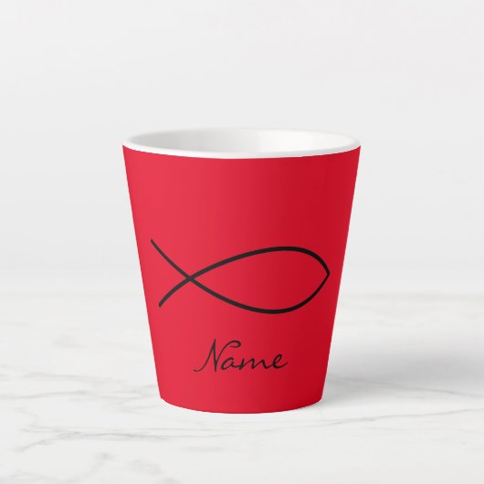 Christelijk vissymbool Ichthys Thunder_Cove Latte Mok (Voorkant)