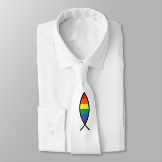 Christelijk vissymbool in regenbooggrafiek stropdas (Gebonden)