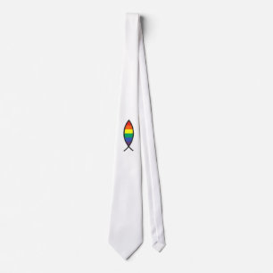 Christelijk vissymbool in regenbooggrafiek stropdas