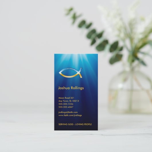 Christelijk vissymbool | Inspirerend Visitekaartje (Staand voorkant)