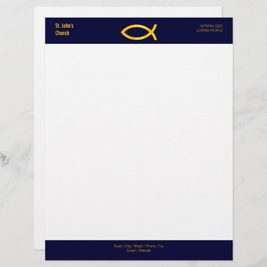 Christelijk vissymbool Letterhead Briefhoofd Sjabloon (Voorkant / Achterkant)