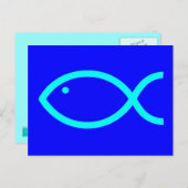 Christelijk vissymbool - LOUD! Blauw en Aqua Briefkaart (Voorkant / Achterkant)