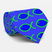 Christelijk vissymbool - LOUD! Blauw en groen Stropdas (Opgerold)