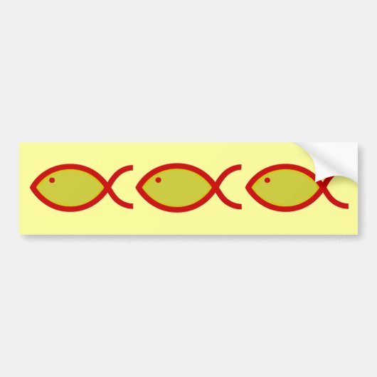 Christelijk vissymbool - LOUD! Goud en rood Bumpersticker (Voorkant)
