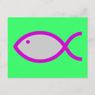 Christelijk vissymbool - LOUD! Grijs en Roze Briefkaart