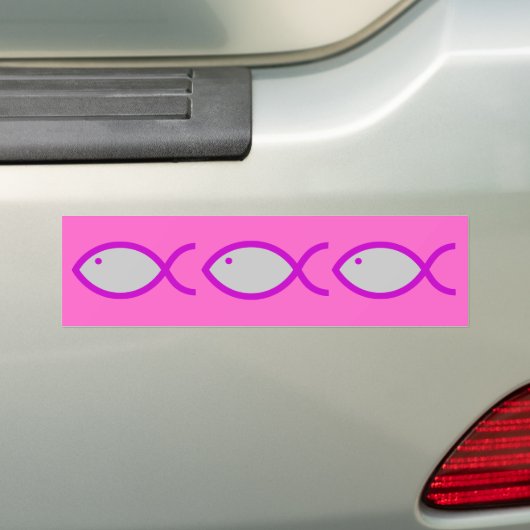 Christelijk vissymbool - LOUD! Grijs en Roze Bumpersticker (Op auto)