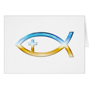 Christelijk vissymbool met Crucifix — Sky & Ground