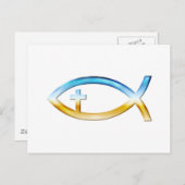 Christelijk vissymbool met Crucifix — Sky & Ground Briefkaart (Voorkant / Achterkant)