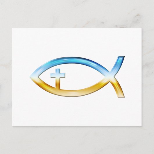 Christelijk vissymbool met Crucifix — Sky & Ground Briefkaart (Voorkant)