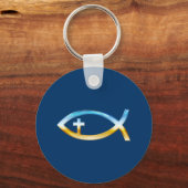 Christelijk vissymbool met Crucifix — Sky & Ground Sleutelhanger (Voorkant)