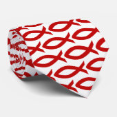 Christelijk vissymbool Necktie, rood en wit Stropdas (Opgerold)