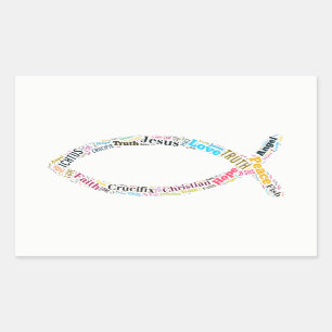 Christelijk vissymbool rechthoekige sticker