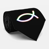 Christelijk vissymbool - zwart Stropdas (Opgerold)