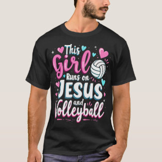 Christelijk Volleybal Dit Meisje Loopt Op Jezus En T-shirt