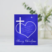 Christelijk Vrolijk Kerstblauw aanpasbaar Feestdagenkaart (Staand voorkant)