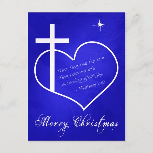 Christelijk Vrolijk Kerstblauw aanpasbaar Feestdagenkaart (Voorkant)