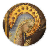 Christelijk Vrolijk Kerstmuseum Antiek Maria Keramische Knop (Voorkant)