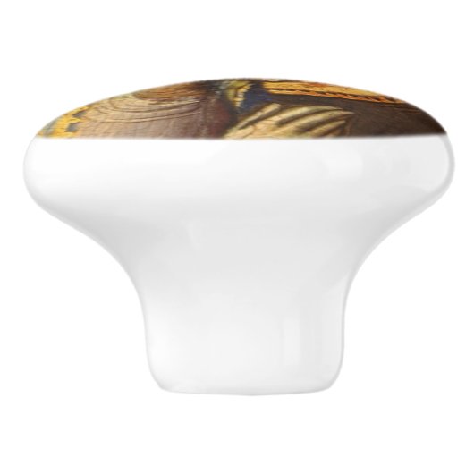 Christelijk Vrolijk Kerstmuseum Antiek Maria Keramische Knop (Zijkant)