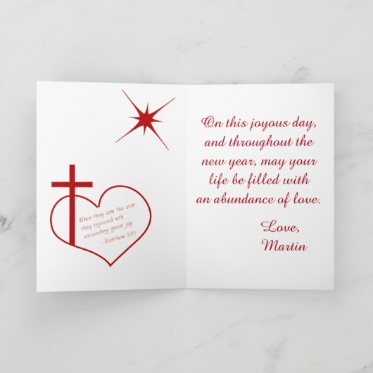 Christelijk Vrolijk Kerstrood aanpasbaar Feestdagen Kaart (Binnen)