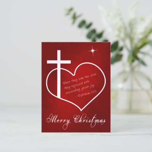 Christelijk Vrolijk Kerstrood aanpasbaar Feestdagenkaart (Staand voorkant)