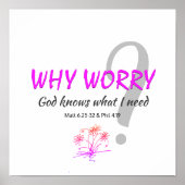 Christelijk WAAROM ZORGEN? GOD KNOWS Matt 6:25 Phi Poster (Voorkant)