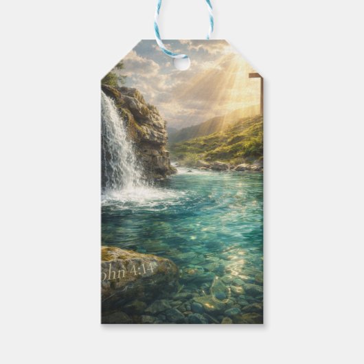 Christelijk wandkunstwerk 'Levend Water' Cadeaulabel (Voorkant)
