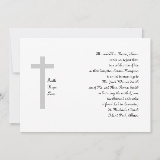 Christelijk Weddenschap Faith Hope Love Cross 2 Kaart (Voorkant)