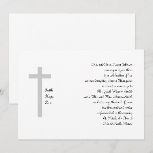 Christelijk Weddenschap Faith Hope Love Cross 2 Kaart (Voorkant / Achterkant)