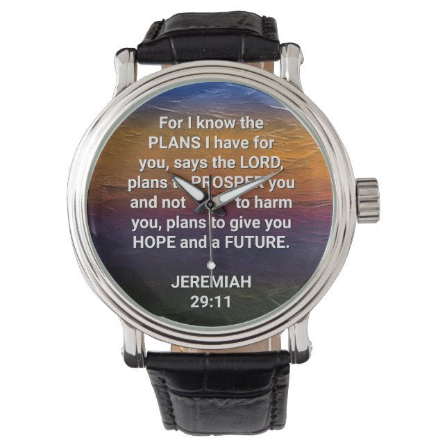 Christelijk WEET IK DE PLANNEN Jeremiah 29:11 Horloge (Voorkant)