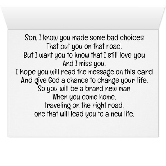 Christelijk Wenskaart van Son Inmate (Binenzijde Horizontaal (Onderkant))