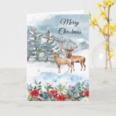 Christelijk Woodland Deer Kerstmis Kaart (Gele Bloem)