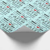 Christelijk Word Cloud+Red Heart/Zacht Blauw Cadeaupapier (Hoek)