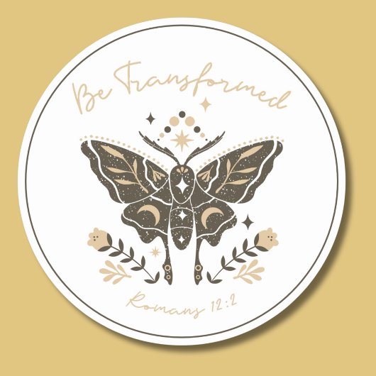 Christelijk worden getransformeerd boho vlinder op ronde sticker