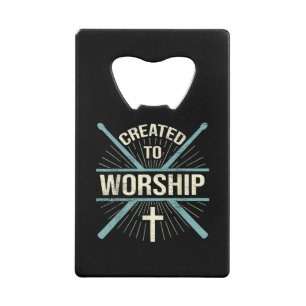 Christelijk Worship Band Creëer om drummer te aanb Creditkaart Flessenopener