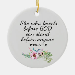 Christelijk Zij Die Knielt Romeinen 8:31 Keramisch Ornament