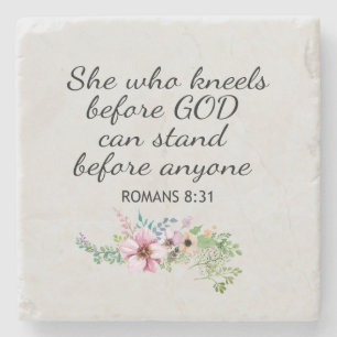 Christelijk Zij Die Knielt Romeinen 8:31 Stenen Onderzetter